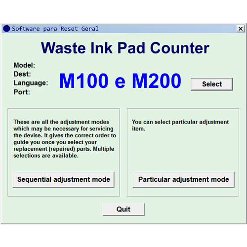 Z Epson M200 | Software para Reset das Almofadas e Manutenção