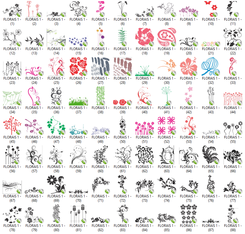 Florais 1 - 161 Vetores