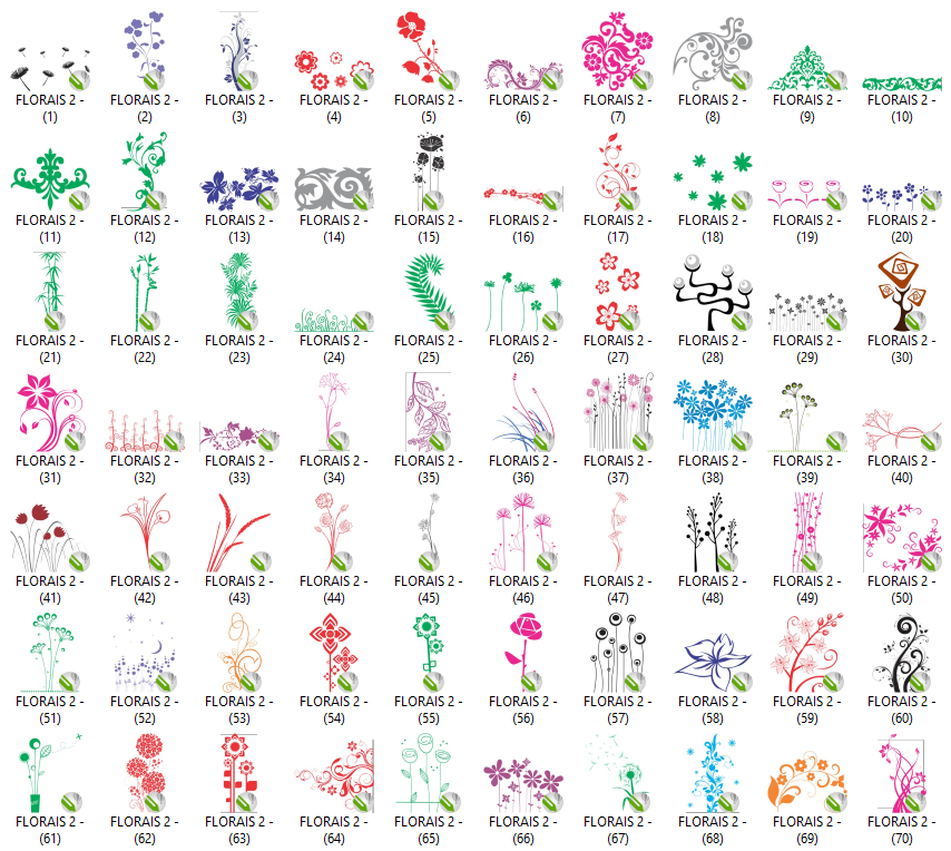 Florais 2 - 138 Vetores
