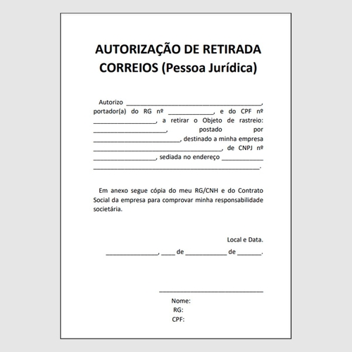 Modelo De Autoriza O De Retirada Correios Documentos F Rum Sulink A Solu O Para Os Seus